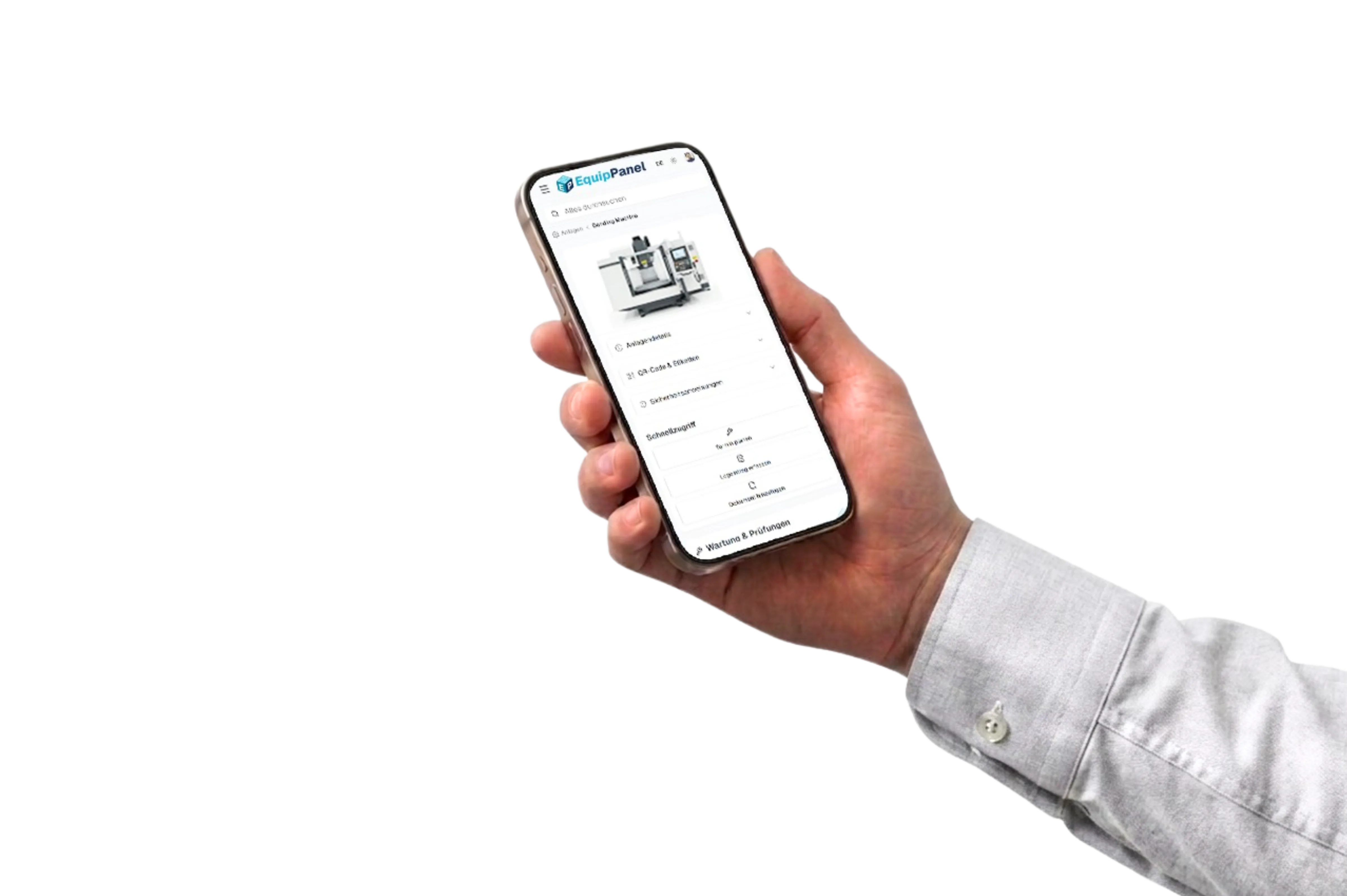 Mobile view of EquipPanel equipment profile after scanning the QR code